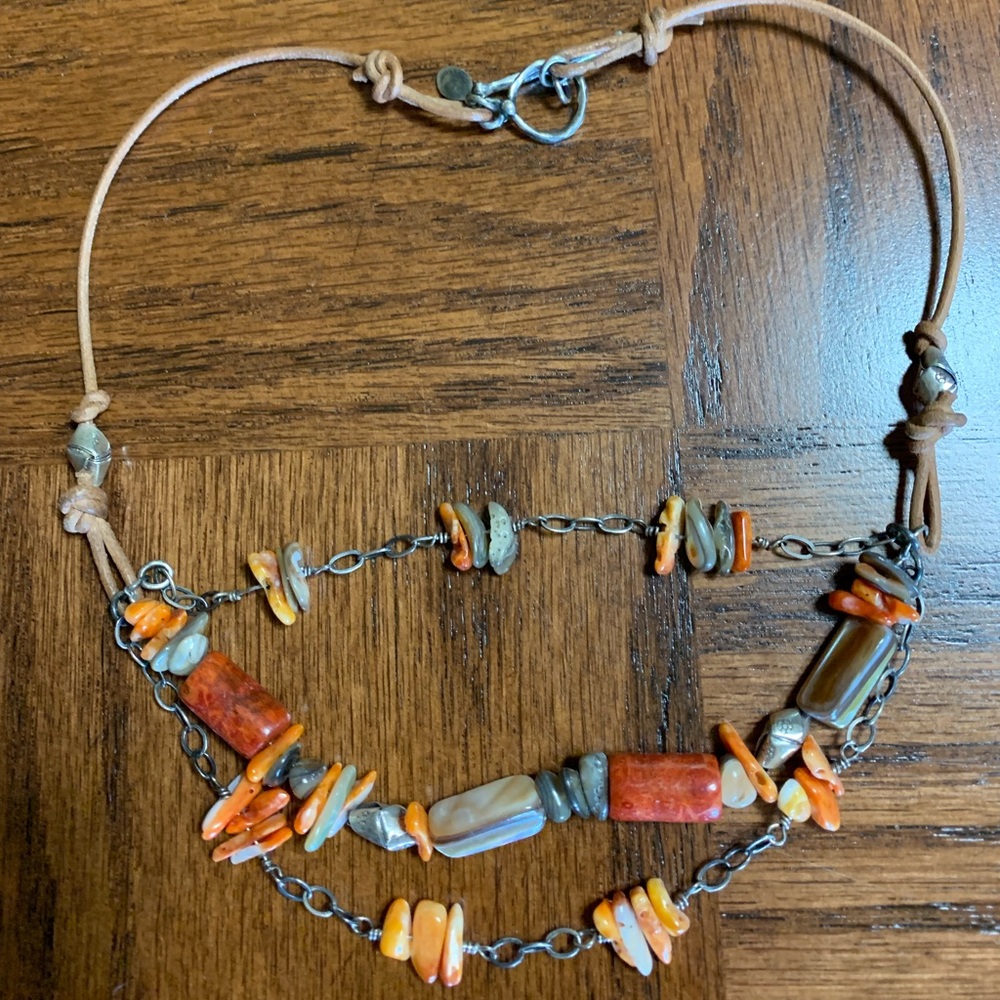 Morgan Dane Embers necklace on leather. 17” long